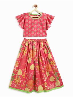 Campana - Pink Floral Lehenga and Choli