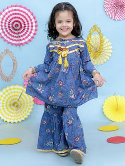 KID1 - Blue Floral Kurti and Sharara