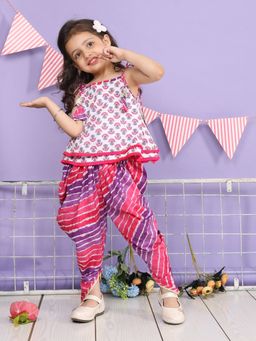 Lil Pitaara - Pink Printed Top and Dhoti
