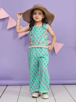 Lil Pitaara - Green Floral Top and Palazzo