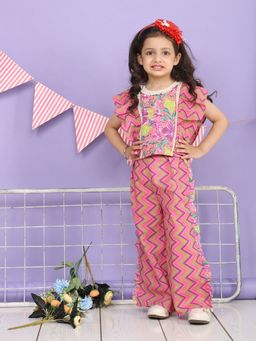 Lil Pitaara - Purple Floral Top and Palazzo