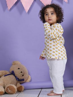 Lil Pitaara - White Printed Kurta and Pyjama
