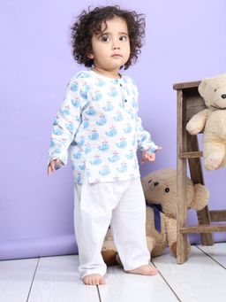 Lil Pitaara - White Printed Kurta and Pyjama