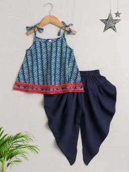 The Magic Wand - Blue Floral Kurta and Dhoti
