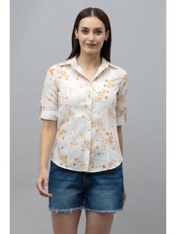 PURYS - Off White Casual Linen Shirt