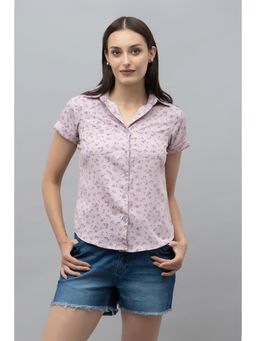 PURYS - Pink Casual Linen Half Sleeves Shirt