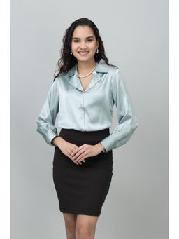 PURYS - Green Satin Casual Shirt