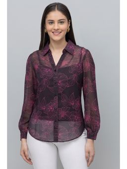 PURYS - Black Floral Print Shirt