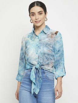 PURYS - Blue Tie and Dye Printed Shirt
