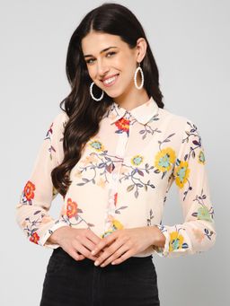 PURYS - White Floral Printed Regular Shirt