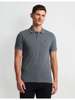 Arrow Sports - Solid Plain Grey Half Sleeves Collar Neck Polo T-Shirt