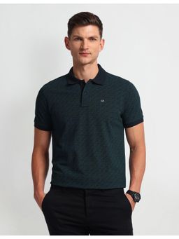 Arrow Sports - Self Design Green Half Sleeves Collar Neck Polo T-Shirt