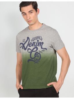 U.S. Polo Assn. Denim Co. - Green Half Sleeves Crew Neck T-Shirt