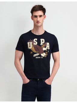 U.S. Polo Assn. Denim Co. - Graphic Blue Half Sleeves Round Neck T-Shirt