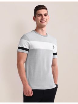 U.S. POLO ASSN. - Colorblock Grey Half Sleeves Crew Neck T-Shirt