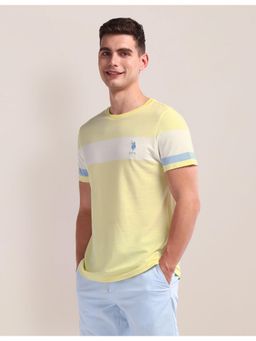 U.S. POLO ASSN. - Colorblock Yellow Half Sleeves Crew Neck T-Shirt