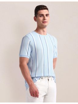 U.S. POLO ASSN. - Stripes Blue Half Sleeves Crew Neck T-Shirt