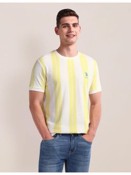 U.S. POLO ASSN. - Stripes Yellow Half Sleeves Crew Neck T-Shirt