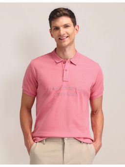 U.S. POLO ASSN. - Embroidered Pink Half Sleeves Collar Neck Polo T-Shirt