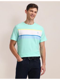 U.S. POLO ASSN. - Colorblock Green Half Sleeves Crew Neck T-Shirt