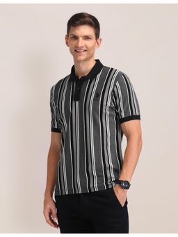 U.S. POLO ASSN. - Stripes Black Half Sleeves Collar Neck Polo T-Shirt