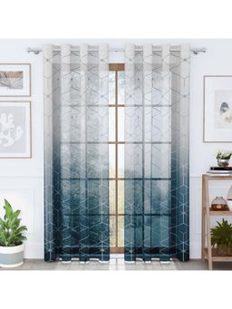 Story@Home - Polyester Semi Long Door curtain long, Blue, Geometric (8 Feet)