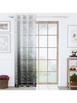 Story@Home - Polyester Long Door curtain long, Black & Grey, Geometric (9 Feet)