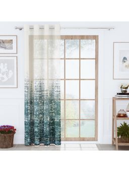 Story@Home - Polyester Long Door curtain long, Teal & Ivory, Grunge (9 Feet)
