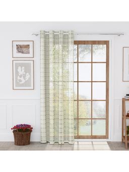 Story@Home - Polyester Semi Long Door curtains Long, Green Checkered (8 Feet)
