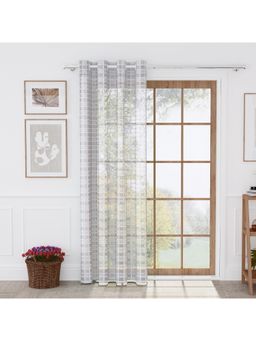 Story@Home - Polyester Semi Long Door curtains Long, White, Checkered (8 Feet)