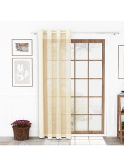 Story@Home - Polyester Semi Long Door curtains Long, Cream, Leaf Pattern (8 Feet)