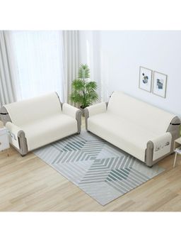 Story@Home - Synthetic 3+2 Seater Sofa Cover (Off White Pack of 2)