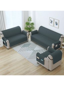 Story@Home - Synthetic (3+2+1) 6 Seater Sofa Cover (Grey Pack of 3)