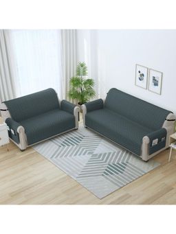 Story@Home - Synthetic 3+2 Seater Sofa Cover (Grey Pack of 2)