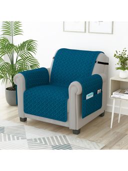 Story@Home - Synthetic Plain 1 Seater Sofa Cover (Blue Pack of 1)