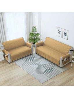 Story@Home - Synthetic 3+2 Seater Sofa Cover (Beige Pack of 2)