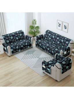 Story@Home - Synthetic (3+2+1) 6 Seater Sofa Cover (Navy Blue Pack of 3)