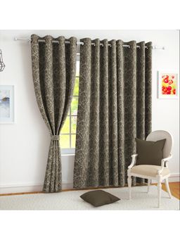 Story@Home - Jacquard 400 GSM Brown Window Curtain (5 Feet)