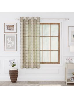 Story@Home - Polyester Window curtain long, Light Brown, Checkered (5 Feet)