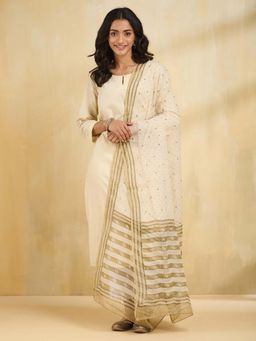 Fabindia - Green Cotton Silk Printed Dupatta