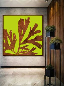 The Art House - Green Brown Abstract Framed Wall Painting