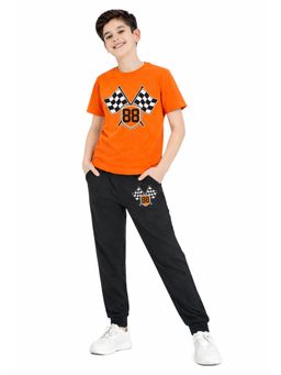 Trampoline - Boys New York Champion Printed Half Sleeve T-Shirt and Cargo Jogger Set