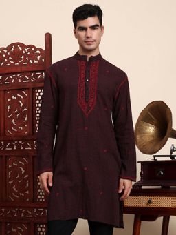 Sufiza Lifestyle - Maroon Checks Kurta