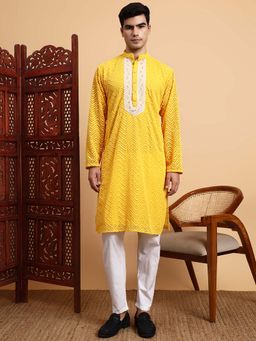 Sufiza Lifestyle - Yellow Embroidered Kurta