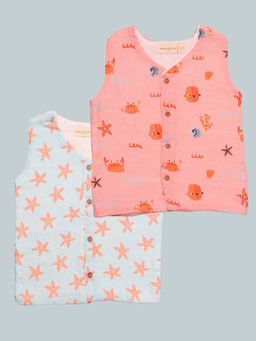 Mama & Peaches - Cotton Muslin Jablas - Crabs & Coral Starfish (Pack of 2)