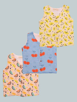 Mama & Peaches - Cotton Muslin Jablas - Cheerful, Yellow & Vibrant (Pack of 3)