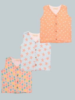 Mama & Peaches - Cotton Muslin Jablas - Hearts, Coral & Colourful Polka (Pack of 3)