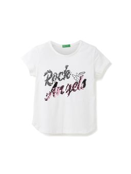 United Colors of Benetton - Girls White Embellished Round Neck Top