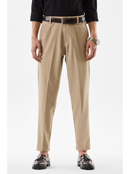 Snitch - Beige Solid Slim Formal Trouser for Men