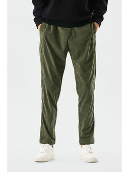 Snitch - Olive Corduroy Relaxed Casual Trouser for Men